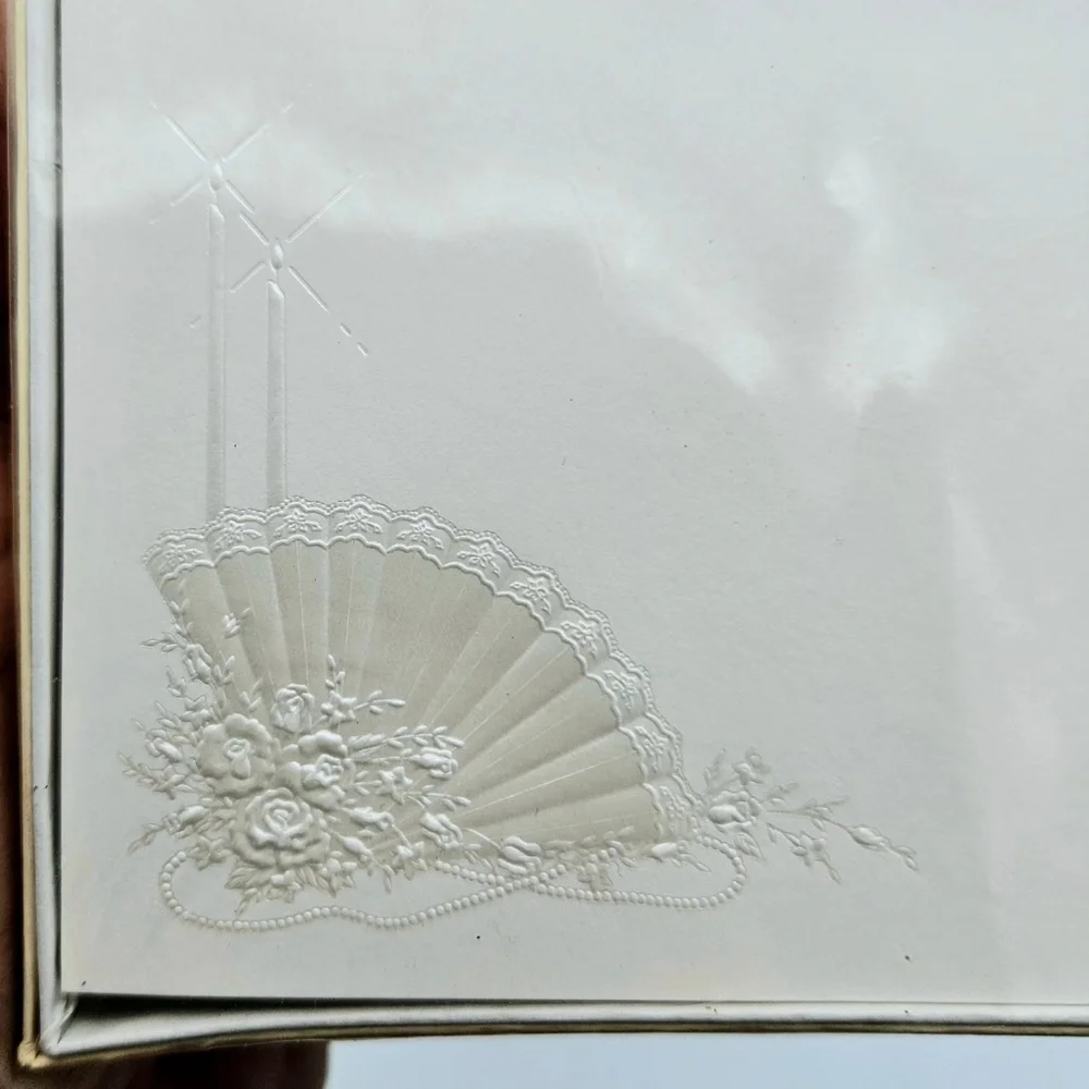 Vintage PARAMOUNT Vellum Announcement Wedding Invitations Envelopes Bridal Fan
